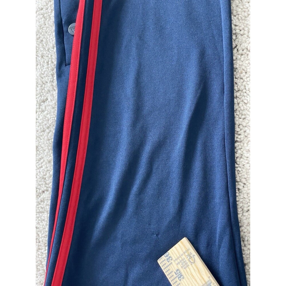 Adidas Women's Iconic Wrapping 3 Stripes Snap Track Pants Navy Blue Red Medium - Picture 7 of 8